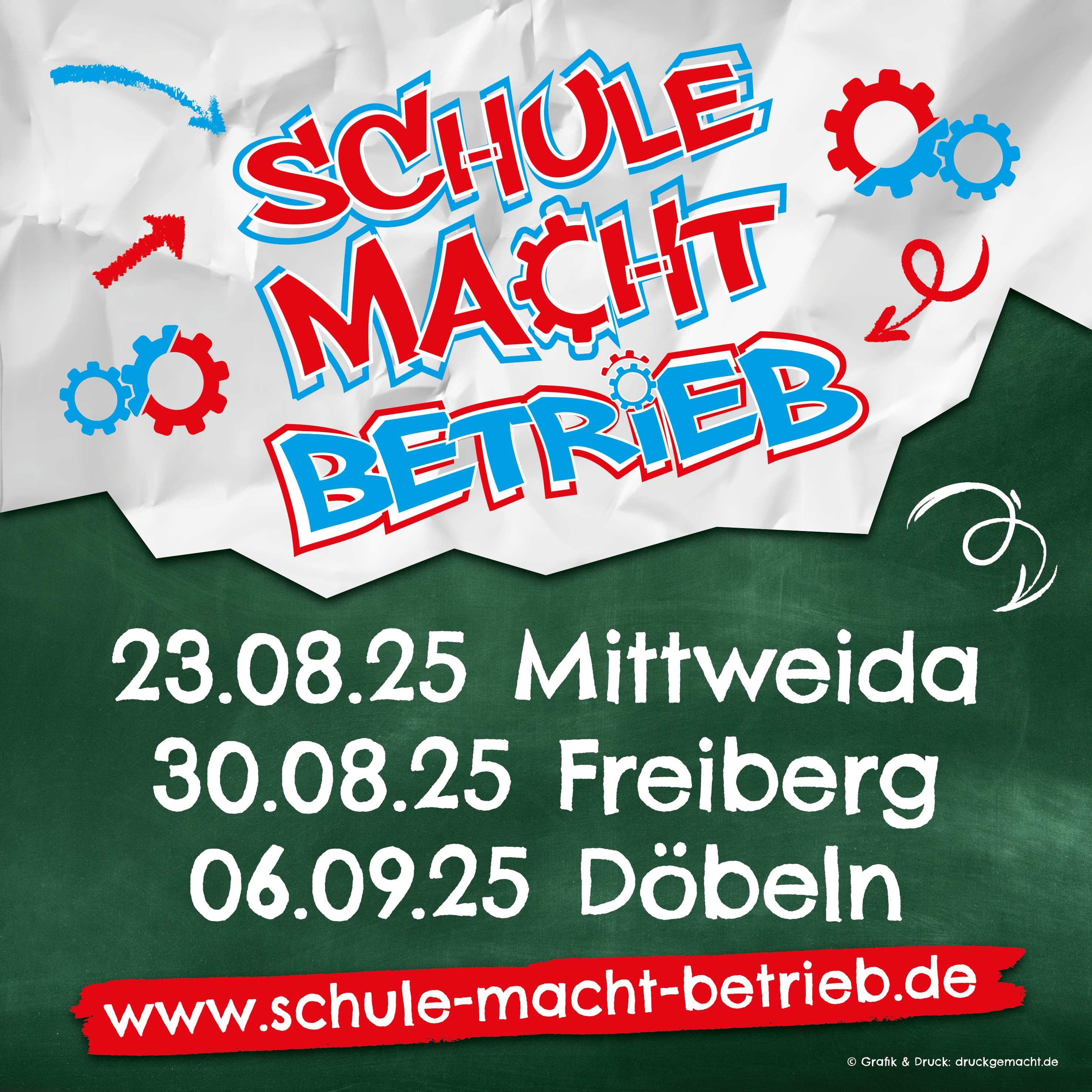 Veranstaltungshinweis auf "Schule macht Betrieb" Messe am 30.08.2025 in Freiberg