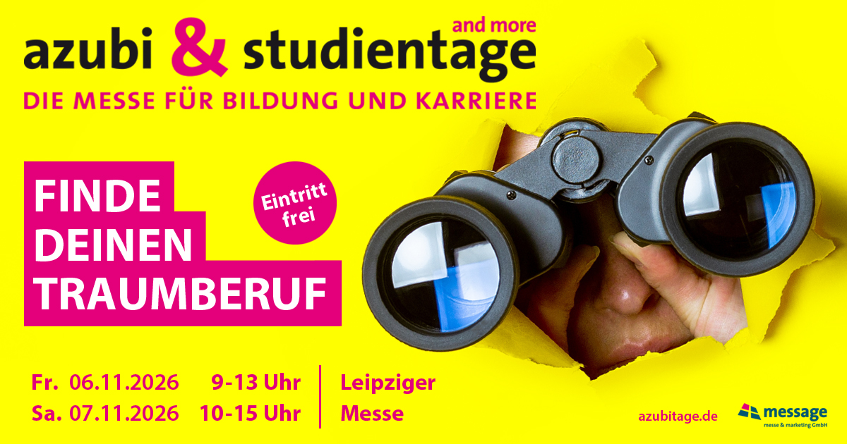 Veranstaltungshinweis auf Azubi- und Studientage in Leipzig am 6. und 7. November 2026