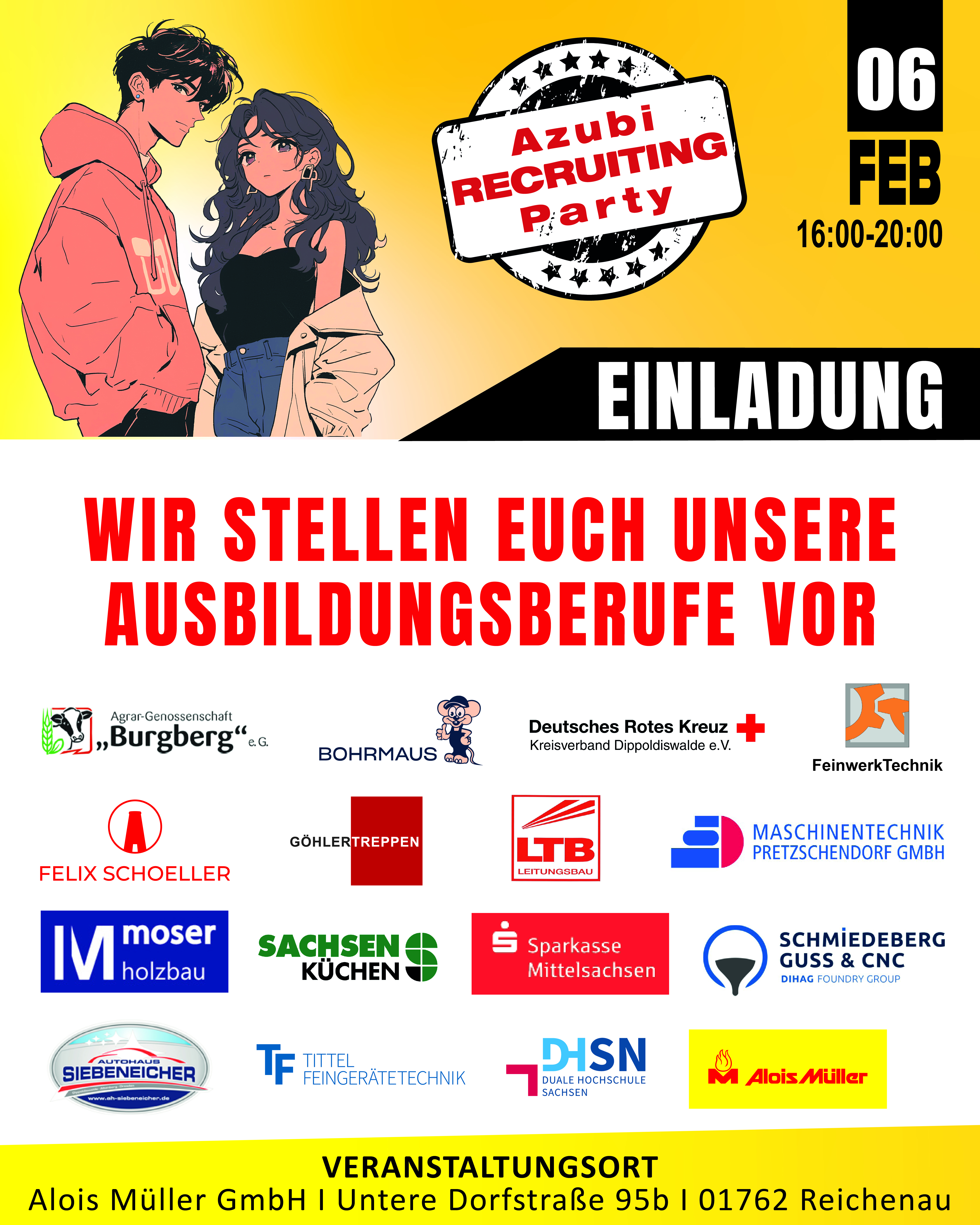 Veranstaltungshinweis auf Azubi- und Recruiting Party bei der Alois Müller GmbH in Reichenau